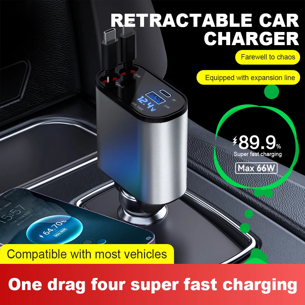 Car Retractable Charger Lighting Fast Charging Speed - CentralShoppers